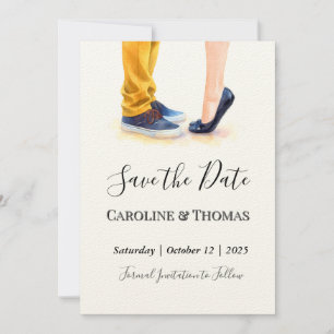 Casual Wedding Modern Script Couple Illustration  Save The Date