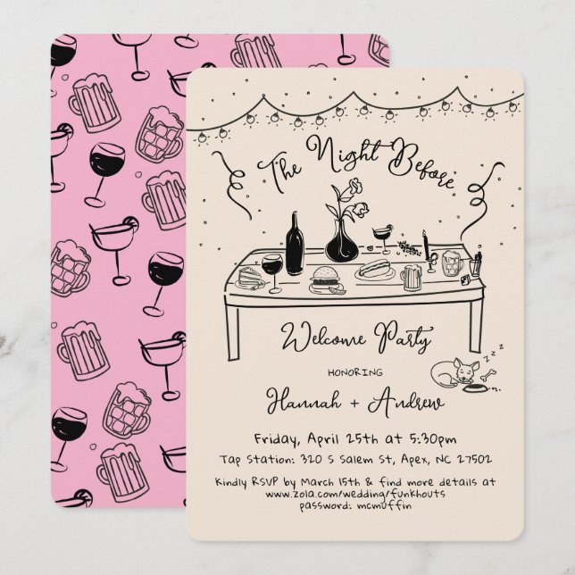 Casual Welcome Night Before Pub Restaurant Invitation (Front/Back)