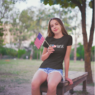 Casual Women Home USA Map American Flag 4th July T-Shirt