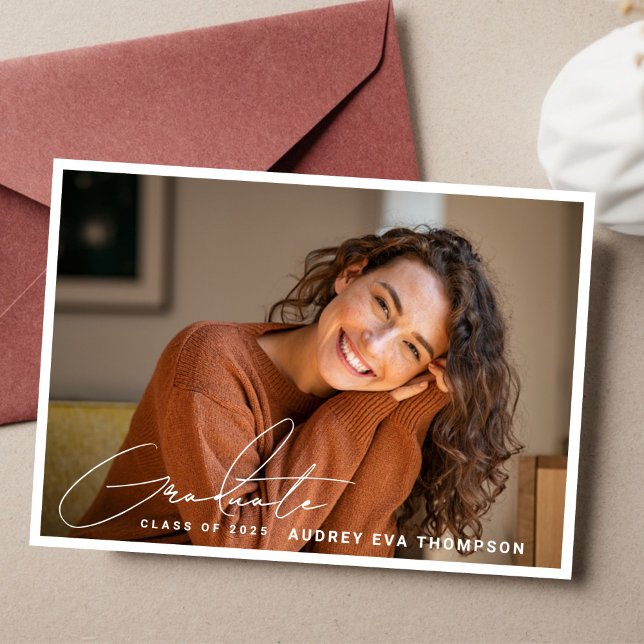 Casual Writing Graduate 2 Photo Invitation (Creator Uploaded)