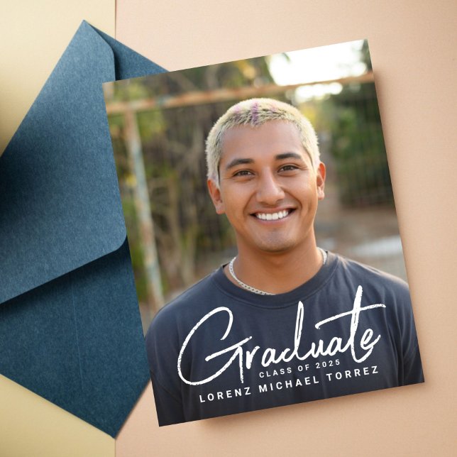Casual Writing Graduate Photo Invitation (Creator Uploaded)