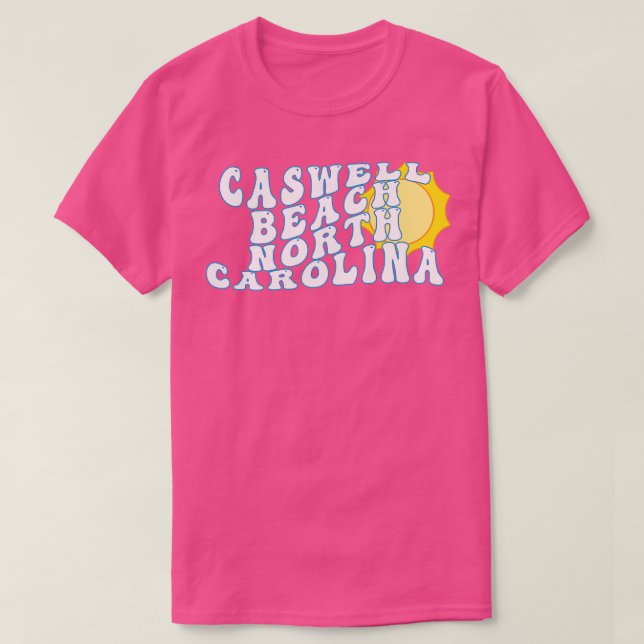 Caswell Beach North olina Retro Wavy 1970s Text T-Shirt (Design Front)