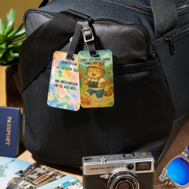 Cat 08 Kids Luggage Tag (Front & Back)