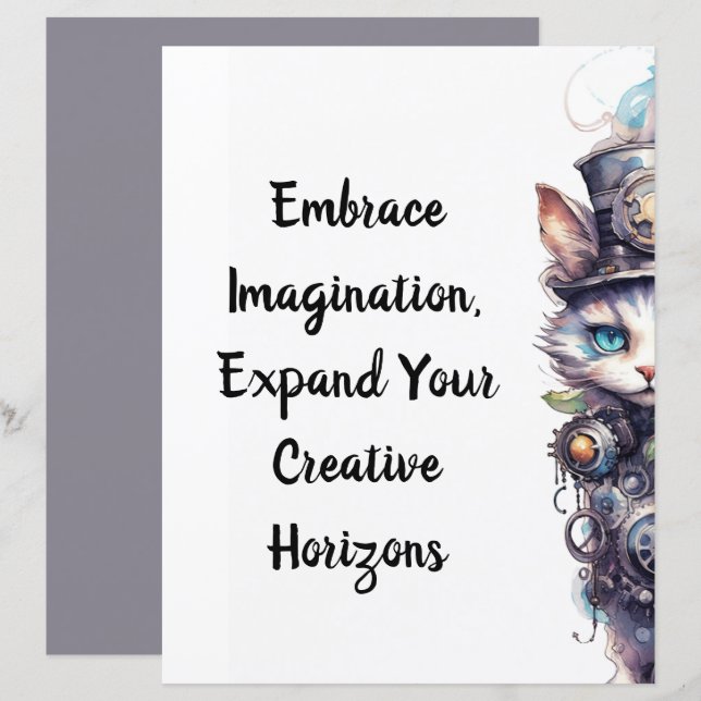 Cat 1 Kitten and top hat watercolor (Front/Back)