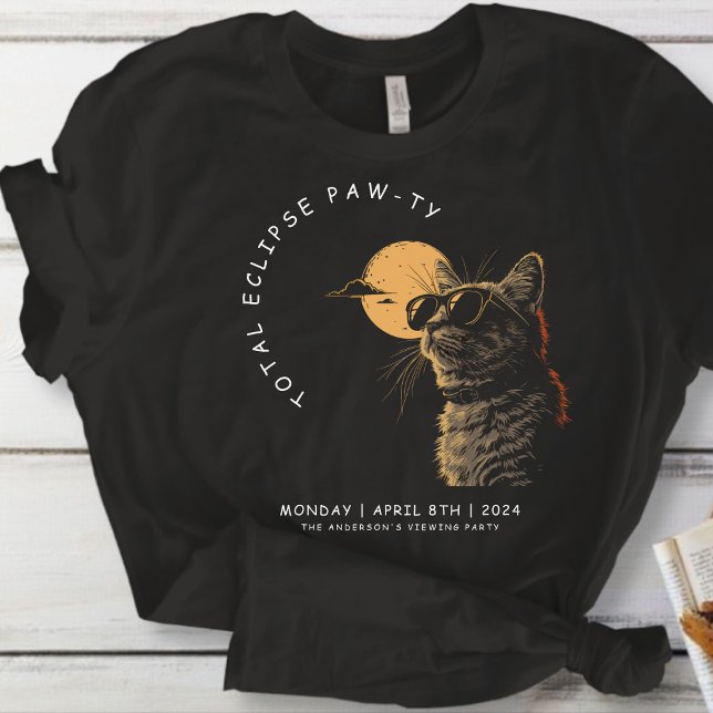 Cat 2024 Total Solar Eclipse Viewing Party Invi T-Shirt (Creator Uploaded)