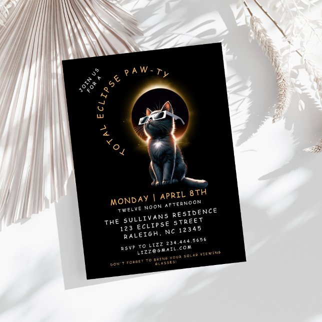 Cat 2024 Total Solar Eclipse Viewing Party  Invitation (Creator Uploaded)