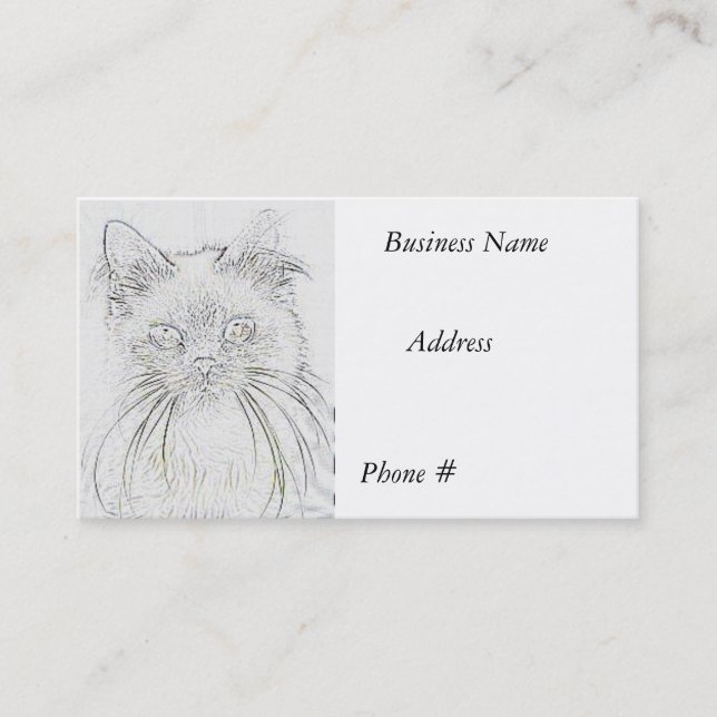 Cat #  2  Sketch,  Business Card (Front)