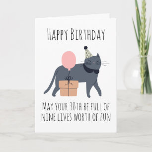 cat 30th birthday card