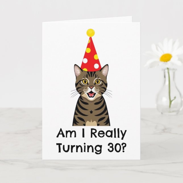 cat 30th birthday card (Small Plant)