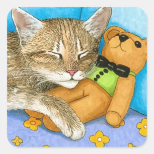 cat 380 Teddy Bear Magnet Square Sticker