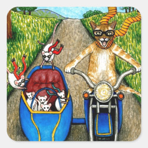 Cat 384 square sticker