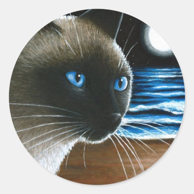 Cat 396 Siamese Classic Round Sticker (Front)