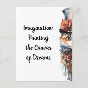 Cat 3 Kitten with roses watercolor Postcard