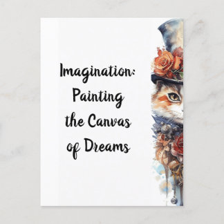 Cat 3 Kitten with roses watercolor Postcard