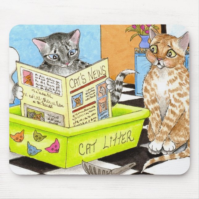 Cat 464 funny bathroom art mouse mat (Front)