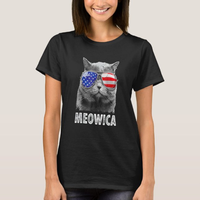 Cat 4h Of July Meowica Merica Men Usa American Fla T-Shirt (Front)
