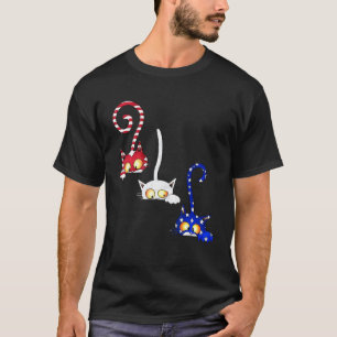 Cat 4th Of July American Flag Red White Blue Women T-Shirt