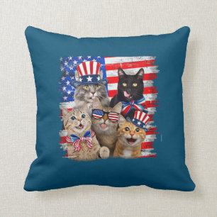 Cat 4th Of July Freedom American Flag Sunglasses Cushion