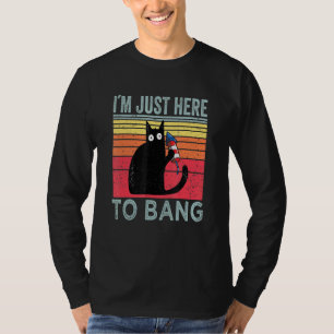 Cat 4th Of July Im Just Here To Bang T-Shirt