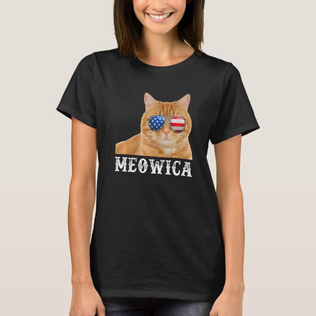 Cat 4th of July Kitten Merica USA American Flag T-Shirt (Front)