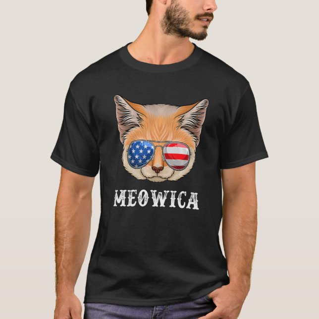 Cat 4th of July Men Women Kitten USA American Flag T-Shirt (Front)