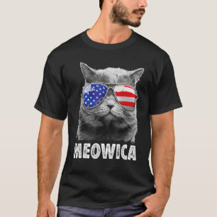 Cat 4th Of July Meowica Girls Boys American Flag S T-Shirt