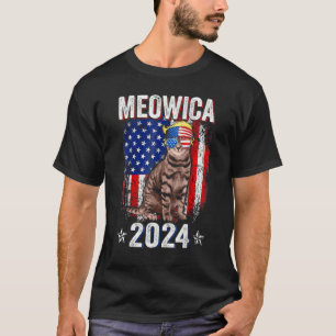 Cat 4th Of July Meowica Girls Boys American Flag S T-Shirt