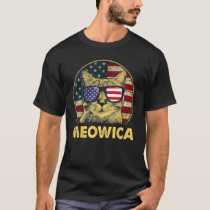 Cat 4th Of July Meowica Girls Boys American Flag S T-Shirt