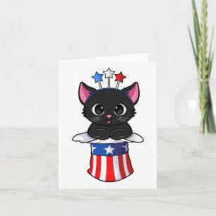 Cat 4th Of July Meowica Kitten American Patriotic  Card