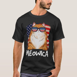 Cat 4th Of July Meowica Merica Kitty Cat Usa Ameri T-Shirt
