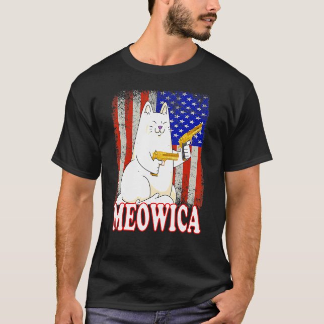 Cat 4th Of July Meowica Merica Usa American Flag M T-Shirt (Front)