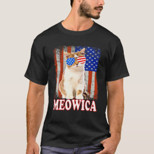 Cat 4Th Of July Meowica Merica USA American Flag M T-Shirt