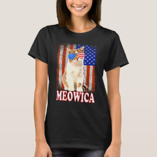 Cat 4th Of July Meowica Merica Usa American Flag M T-Shirt
