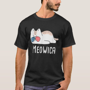 Cat 4th Of July Meowica Merica Usa American Flag T-Shirt