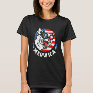 Cat 4th Of July  Meowica Patriotic Cat American Fl T-Shirt