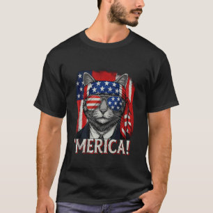 Cat 4th Of July Merica Kitten Boys Men Women Ameri T-Shirt