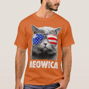 Cat 4th of July Shirts Meowica Merica Men USA
