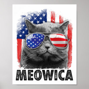 Cat 4th Of July Shirts Meowica Merica Men Usa Amer Poster