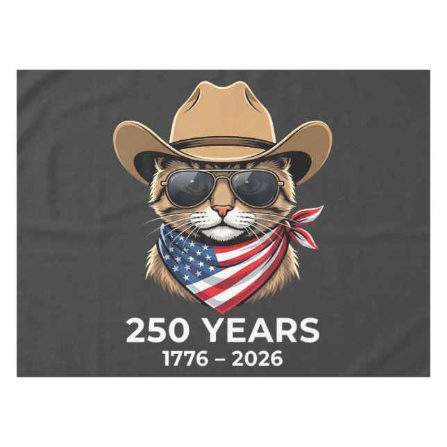 Cat 4Th Of July Tablecloth (Front (Horizontal))