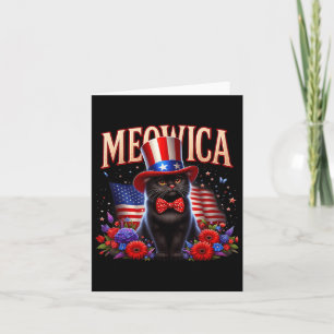 Cat 4th Of July Usa Flag Meowica Memorial Day Men  Card