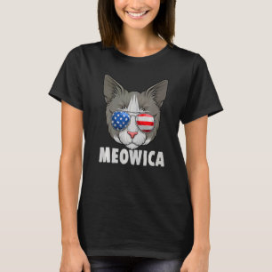 Cat 4th of July USA Kitten American Flag T-Shirt