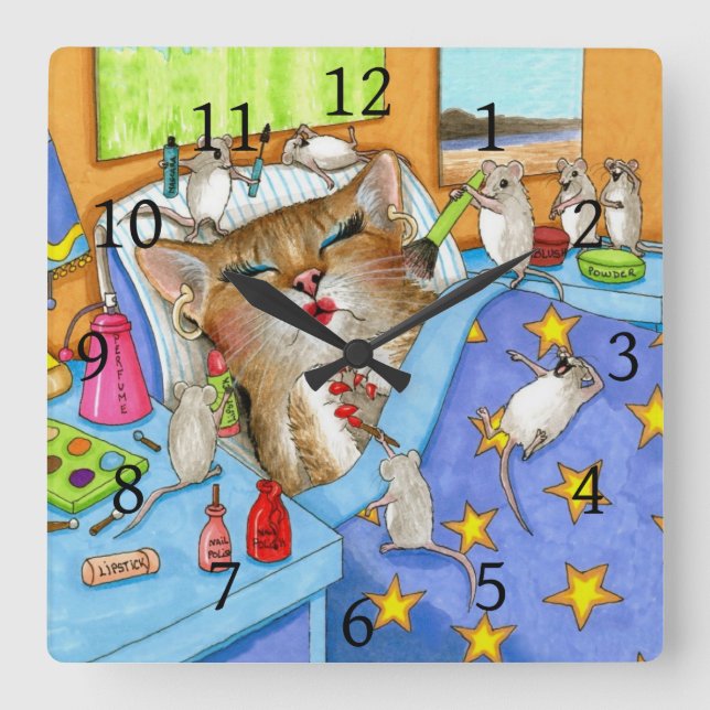 Cat 508 square wall clock (Front)