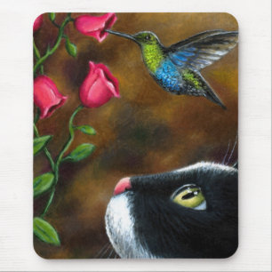 Cat 571 Tuxedo with Hummingbird Mouse Mat