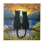 Cat 582 black cats tile<br><div class="desc">This is an image from one of my original paintings.</div>