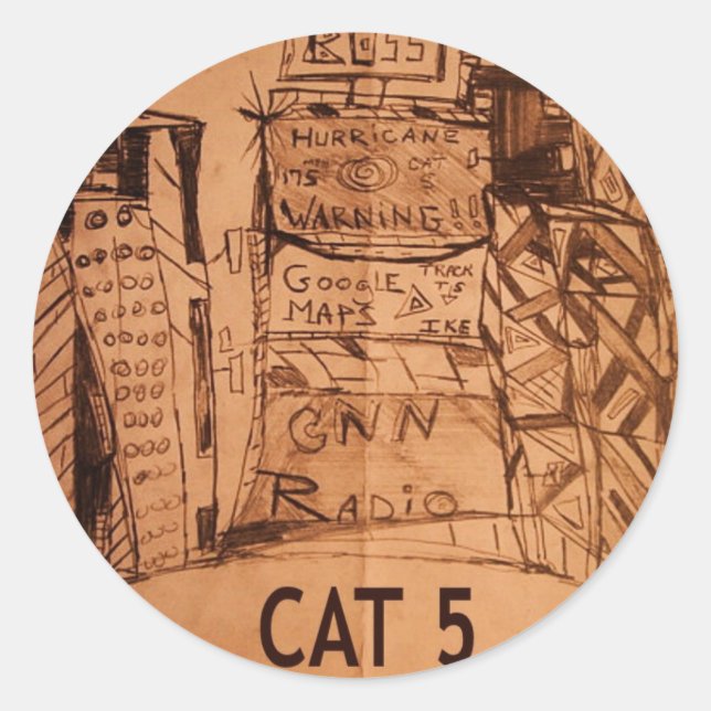 CAT 5 CLASSIC ROUND STICKER (Front)