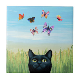 Cat 606 butterfly Nature Tile