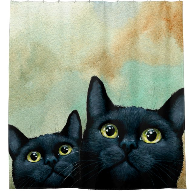 Cat 607 black cats shower curtain (Front)