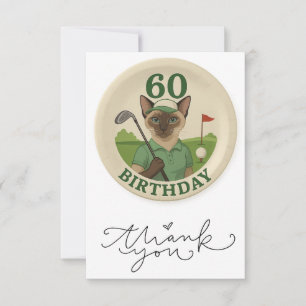 Cat 60th Birthday Thank You Card