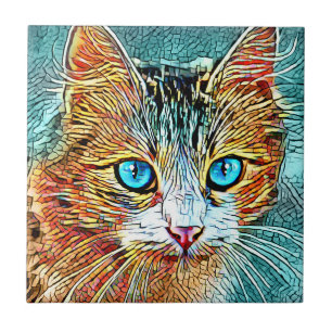 Cat 685 Turquoise Orange Tile