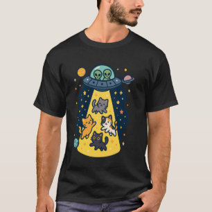 Cat Abducted by Aliens Funny The Cat Journey into  T-Shirt